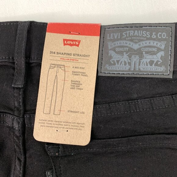Levi's Women's 2 Jeans 314 Shaping Straight Black Stellar Stretch Jeans W26 L32 - Picture 4 of 8